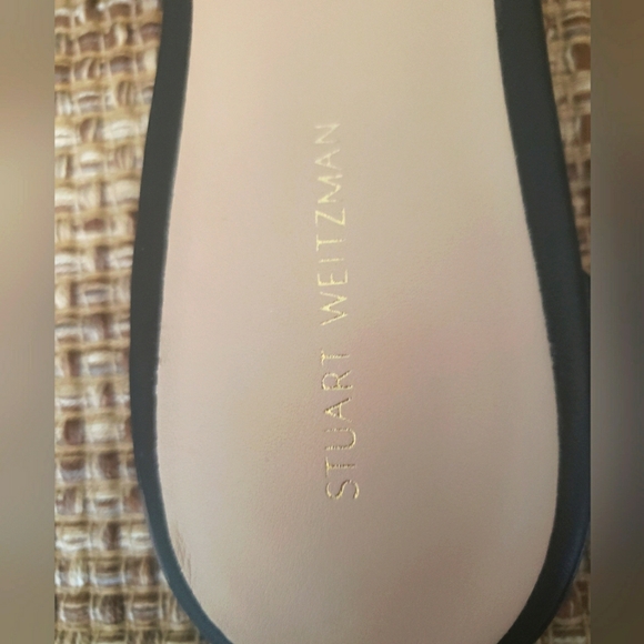 Stuart Weitzman Monogram Lunaria Crossband Leather flats slides sandals SZ 8.5 - Picture 3 of 8